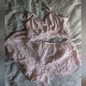 Victoria's Secret Pink Lace Pajama Set